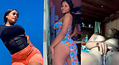 Morenita Dominicana Exhibiendo Su Nuevo Piercing En Los Pezones