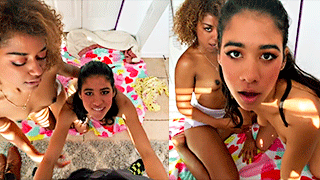 Alexis Arias with a busty lesbian eating bananas and much more